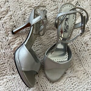 Wild Rose Silver Strappy Heels